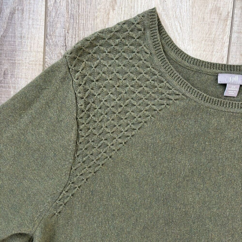 J. Jill Womens Green Sweater Dress 2X Cotton Capsule Classic Minimalist Teacher - Picture 4 of 12